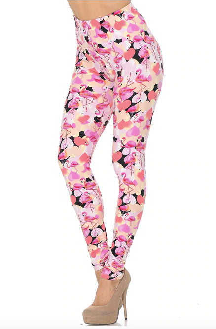 Gorgeous Pink Flamingos Buttery Soft Leggings