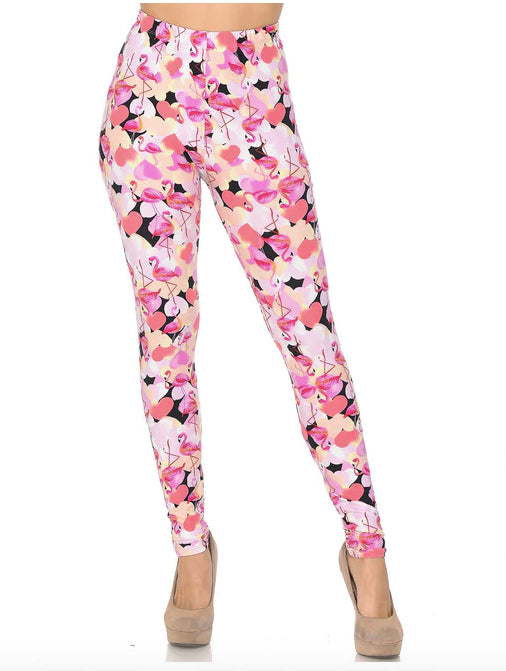 Gorgeous Pink Flamingos Buttery Soft Leggings