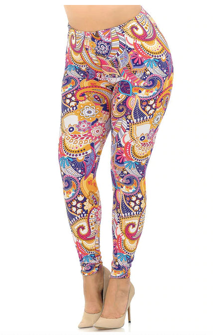 Soft Summer Sunshine Paisley Leggings