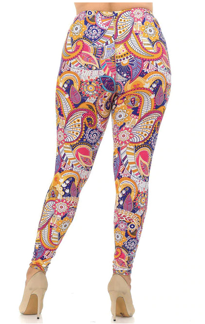 Soft Summer Sunshine Paisley Leggings