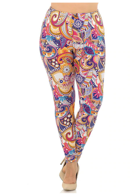 Soft Summer Sunshine Paisley Leggings