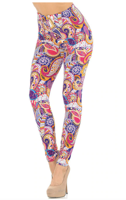 Soft Summer Sunshine Paisley Leggings