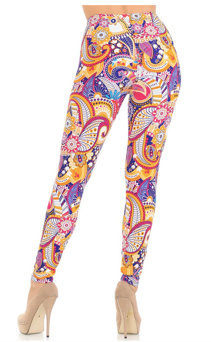 Soft Summer Sunshine Paisley Leggings