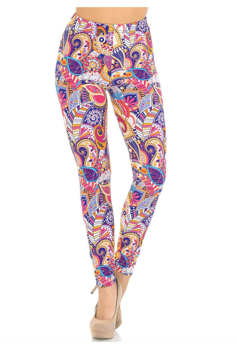 Soft Summer Sunshine Paisley Leggings