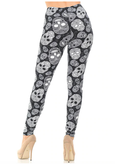 Black and White Sugar Skull Leggings