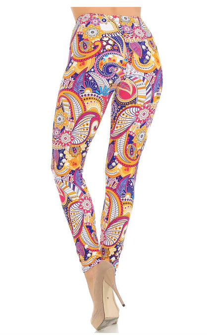 Soft Summer Sunshine Paisley Leggings