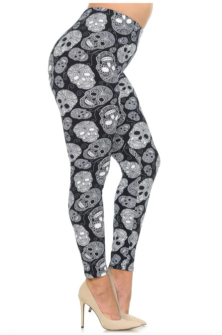 Black and White Sugar Skull Leggings