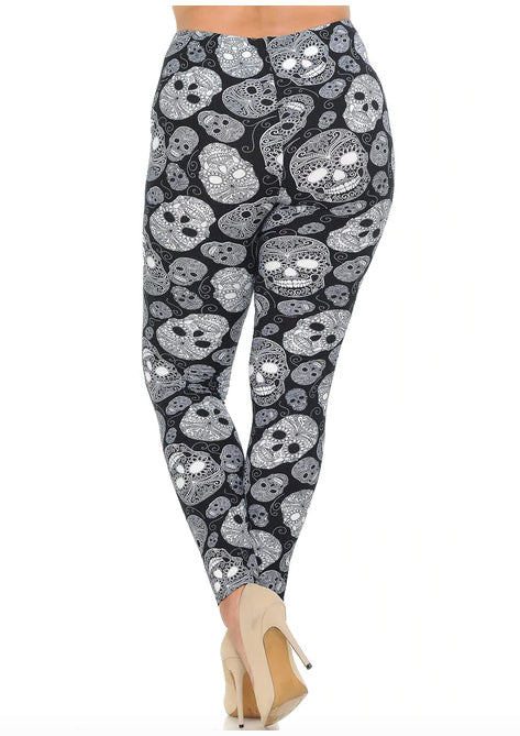 Black and White Sugar Skull Leggings