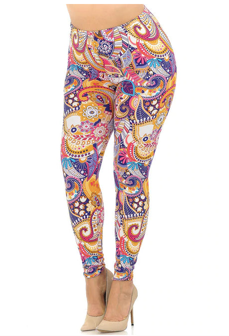 Soft Summer Sunshine Paisley Leggings