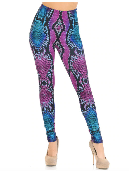 Pink and Blue Snakeskin Leggings