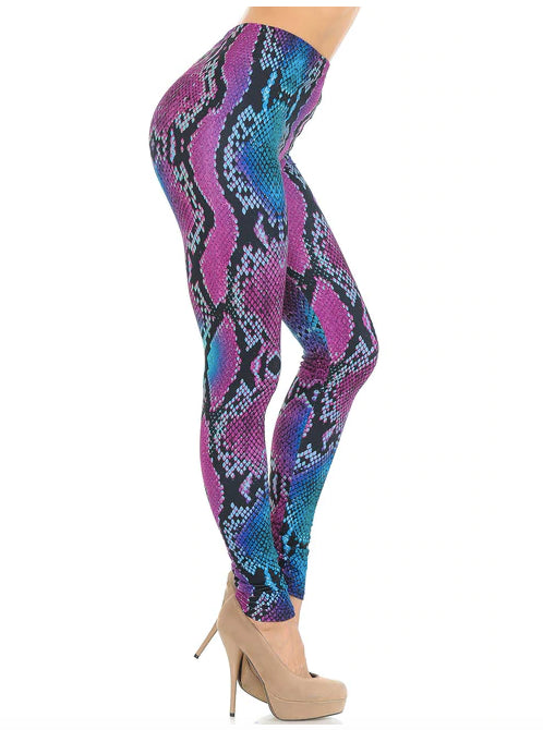 Pink and Blue Snakeskin Leggings