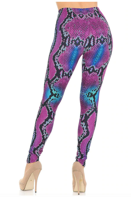 Pink and Blue Snakeskin Leggings