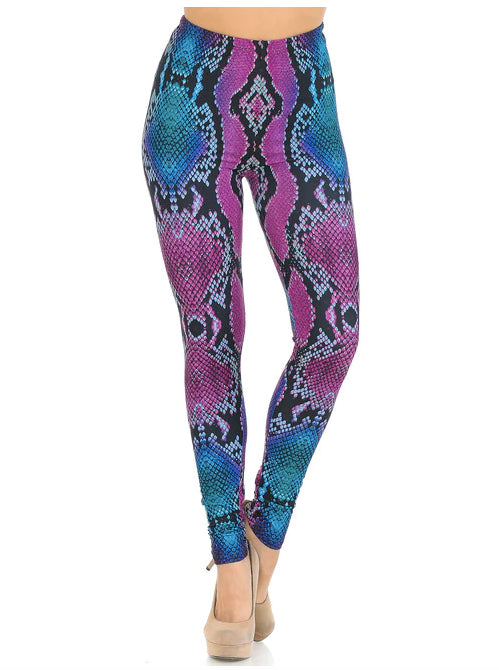 Pink and Blue Snakeskin Leggings