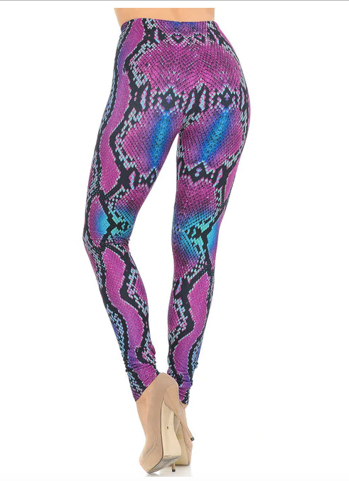 Pink and Blue Snakeskin Leggings