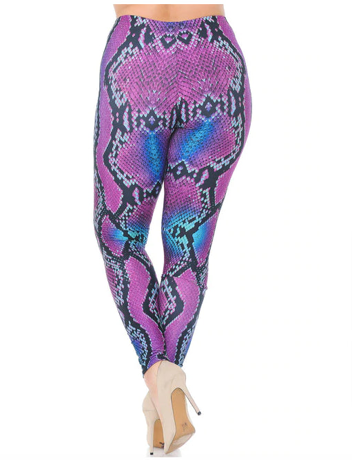 Pink and Blue Snakeskin Leggings