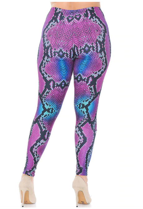 Pink and Blue Snakeskin Leggings