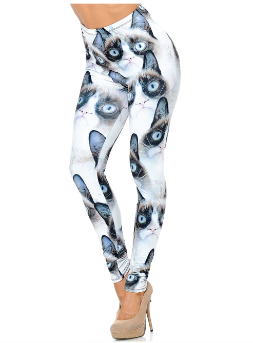 Grumpy Cat Printed Milk Silk Leggings