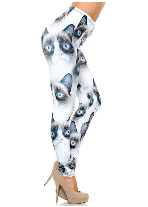 Grumpy Cat Printed Milk Silk Leggings