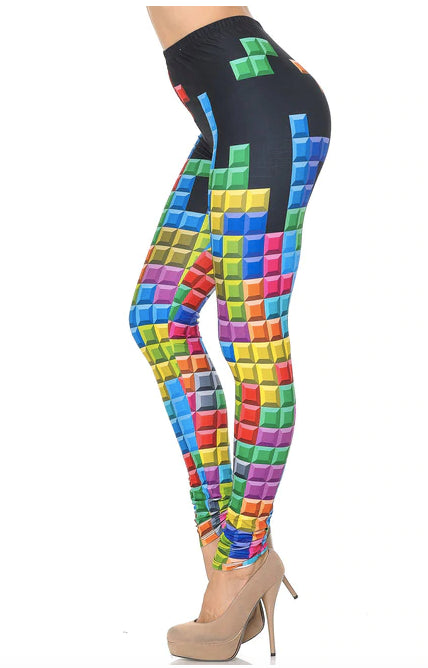 Brushed Graphic Tetris Leggings