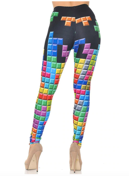 Brushed Graphic Tetris Leggings