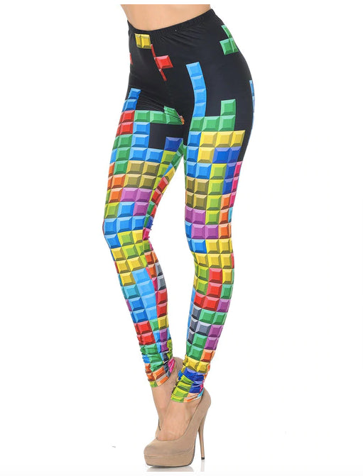 Brushed Graphic Tetris Leggings