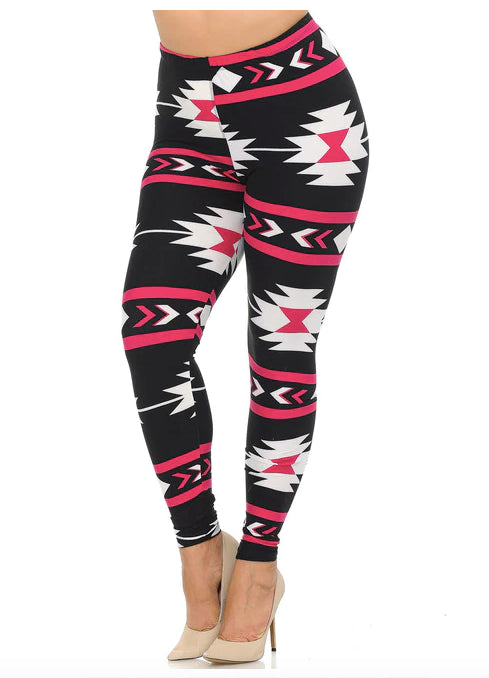 Magenta Aztec Tribal Soft Leggings