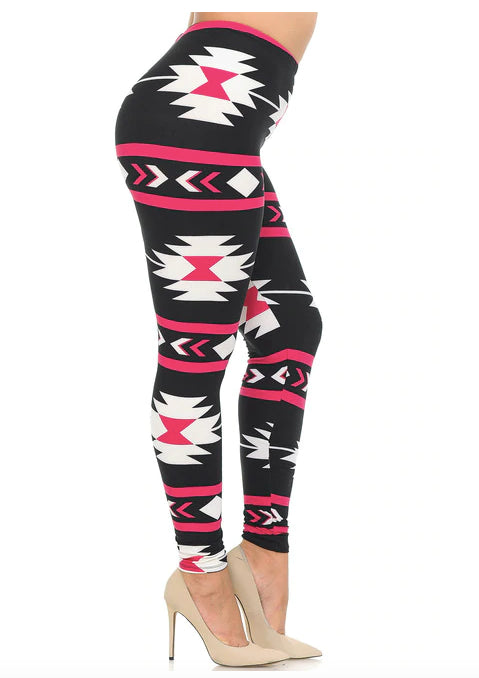 Magenta Aztec Tribal Soft Leggings