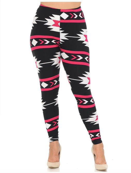 Magenta Aztec Tribal Soft Leggings