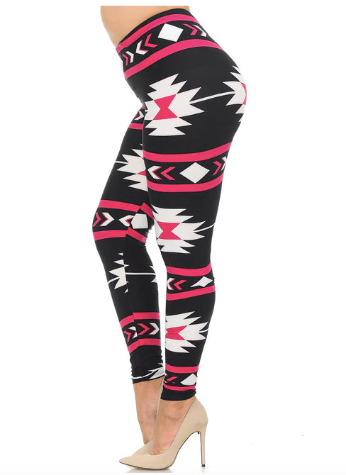 Magenta Aztec Tribal Soft Leggings