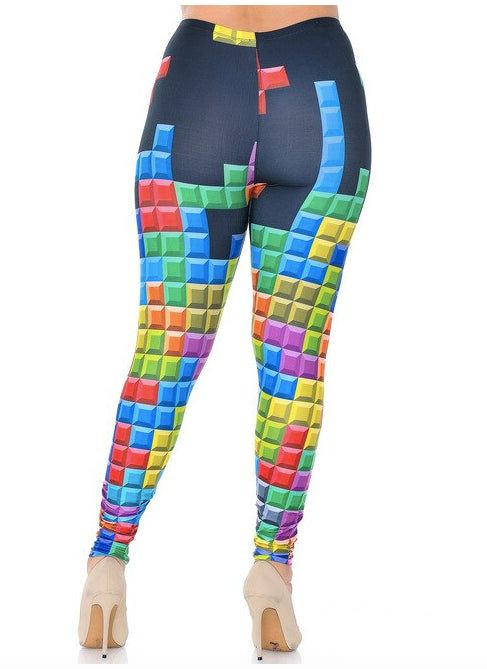 Brushed Graphic Tetris Leggings