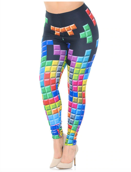 Brushed Graphic Tetris Leggings