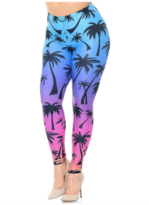 Creamy Soft Ombre Palm Tree Leggings