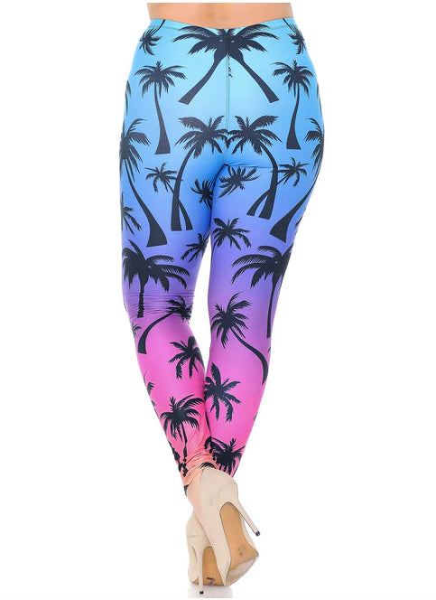 Creamy Soft Ombre Palm Tree Leggings