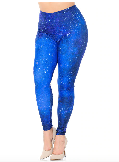 Creamy Soft Blue Galaxy Leggings