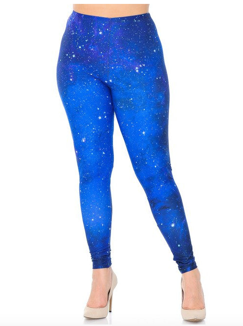 Creamy Soft Blue Galaxy Leggings