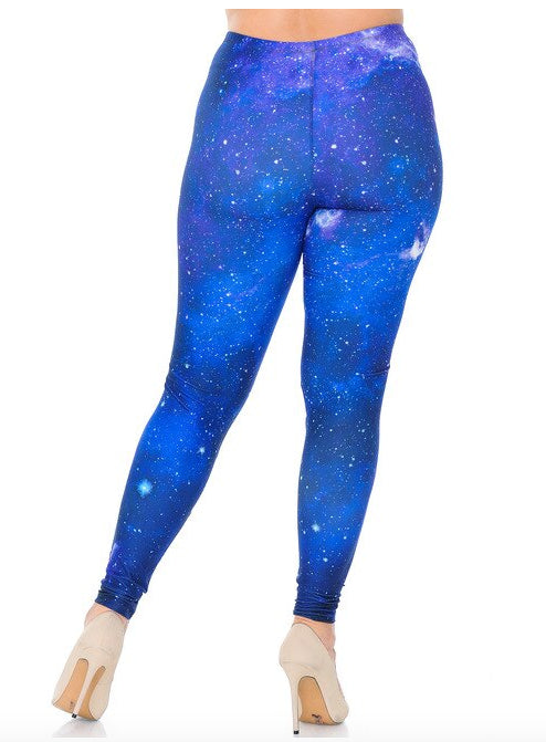 Creamy Soft Blue Galaxy Leggings