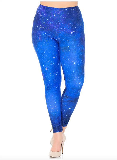 Creamy Soft Blue Galaxy Leggings