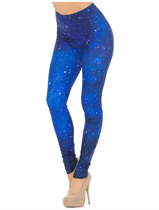 Creamy Soft Blue Galaxy Leggings