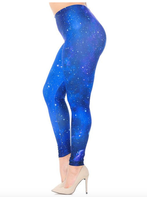 Creamy Soft Blue Galaxy Leggings