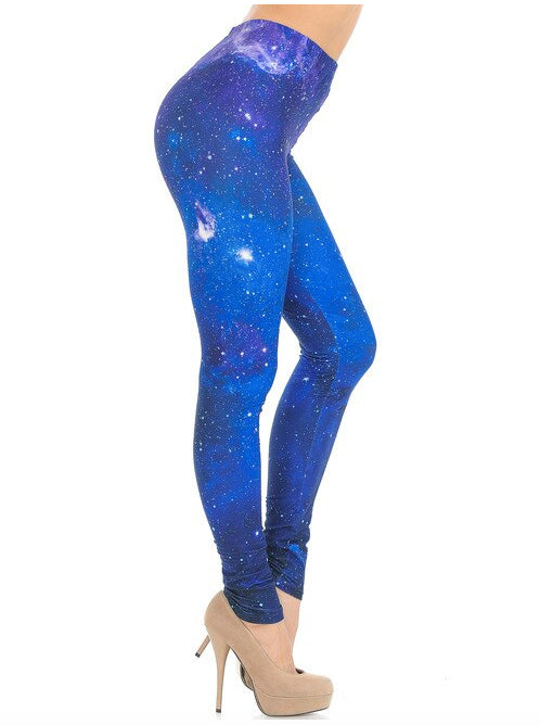 Creamy Soft Blue Galaxy Leggings