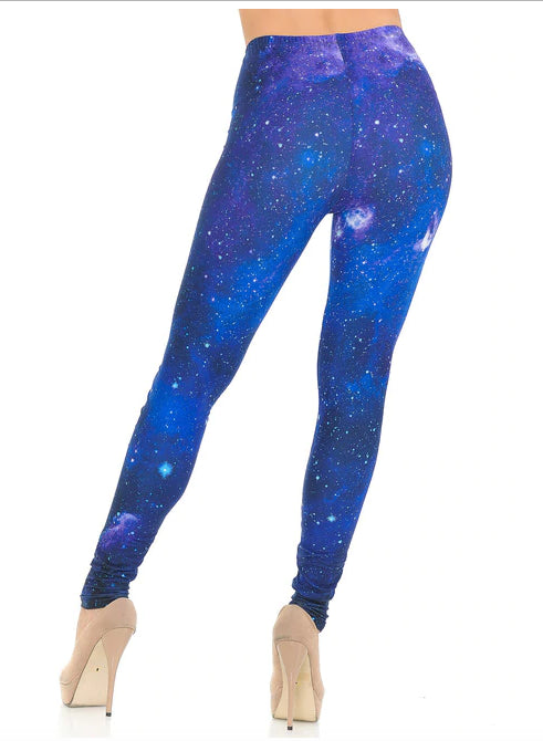 Creamy Soft Blue Galaxy Leggings