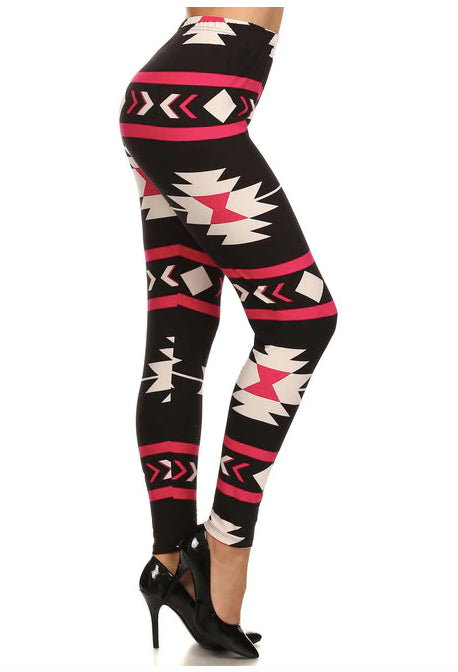 Magenta Aztec Tribal Soft Leggings