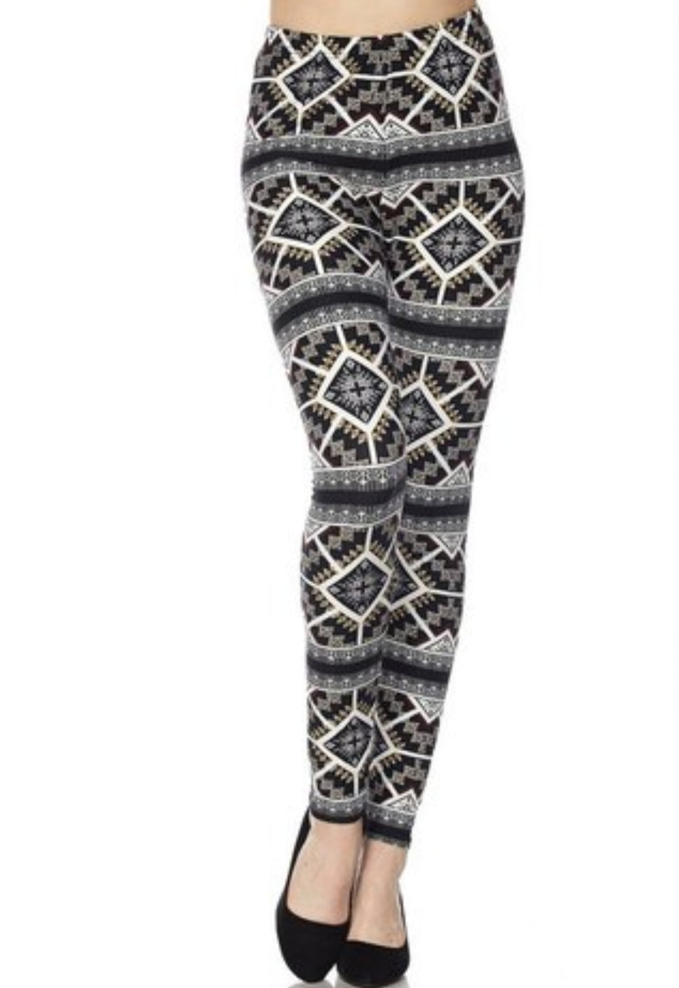 Charcoal Geometric Tribal Buttery Soft Brushed Leggings