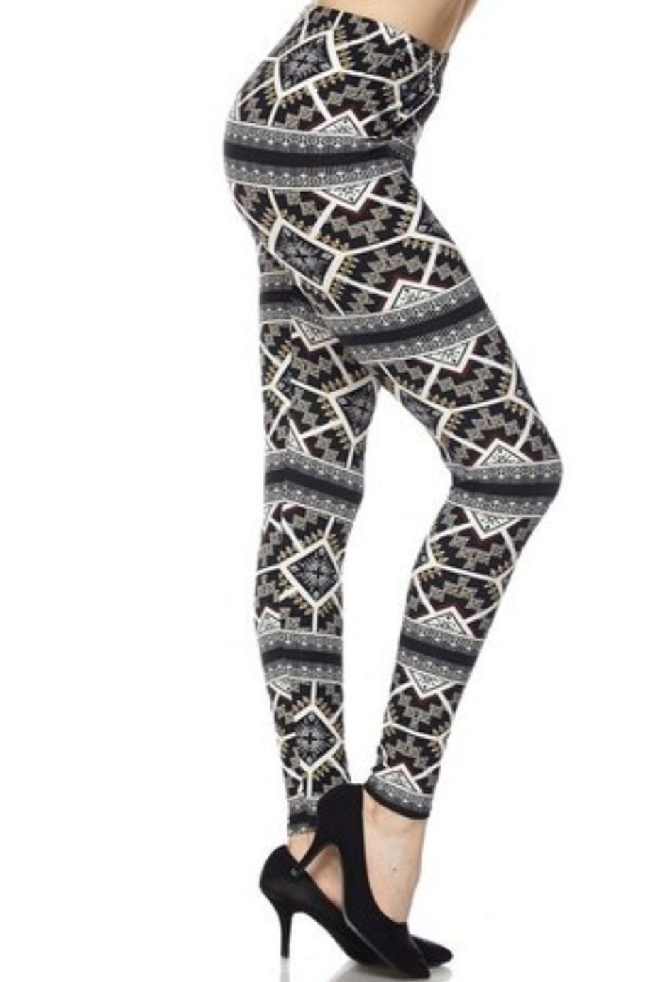 Charcoal Geometric Tribal Buttery Soft Brushed Leggings