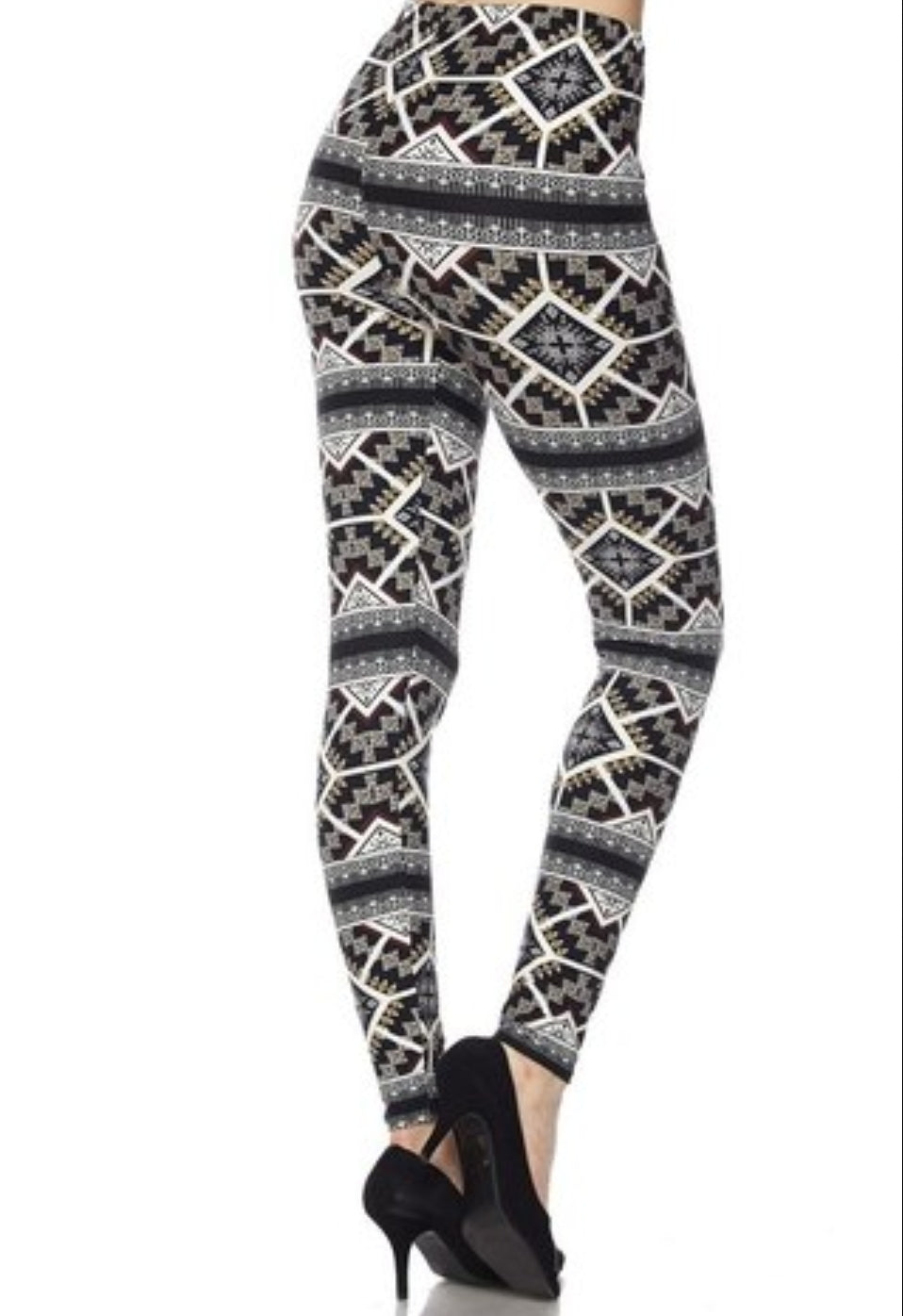 Charcoal Geometric Tribal Buttery Soft Brushed Leggings