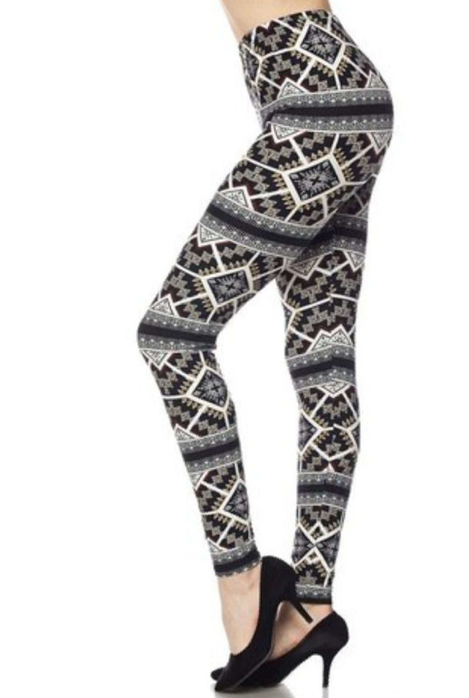 Charcoal Geometric Tribal Buttery Soft Brushed Leggings