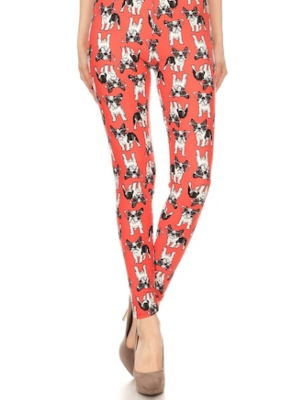 Coral Bulldog Buttery Soft Brushed Leggings