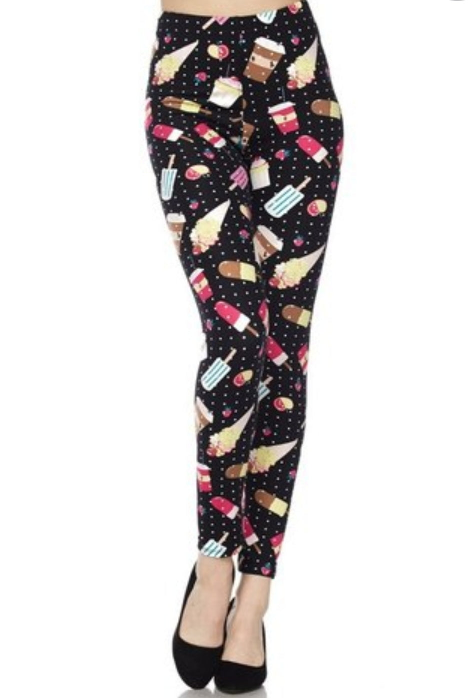 Summer Treats White Dots Buttery Soft Brushed Leggings