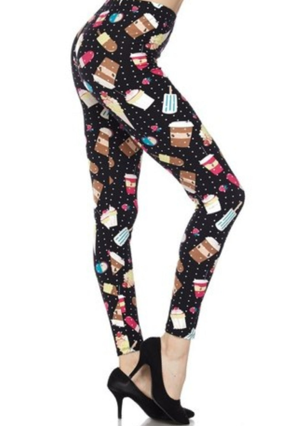 Summer Treats White Dots Buttery Soft Brushed Leggings