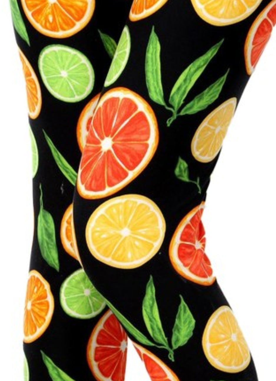 Citrus Fruits Buttery Soft Brushed Leggings